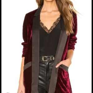 BB Dakota Velvet Burgandy Smoking Jacket Blazer Midnight Paris Medium Open Front